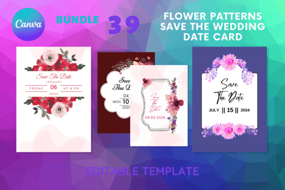 Download Flower Patterns Save the Date Card - Card Collection