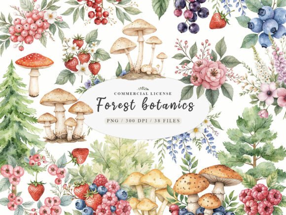 Download Watercolor Botanical Forest Wildflower - Lower Collection