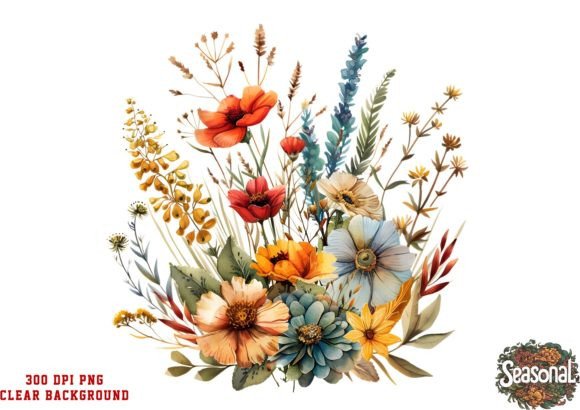 Download Boho Flowers Bouquet Watercolor Clipart - Lower Collection