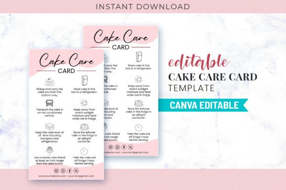 Download Cake Care Card Customizable Template Pdf - Card Collection